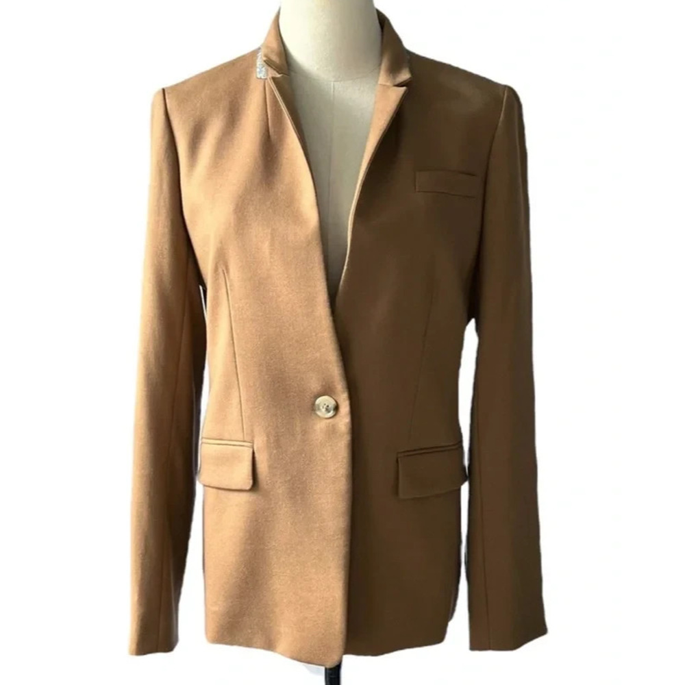 J Crew Regent Blazer Camel Brown Wool B0323 One Button Lined 6 S - Picture 4 of 10